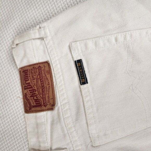 Vintage 90s Cut Off Jean Shorts Womens Size 10 White Denim Destroyed Frayed - Picture 4 of 6